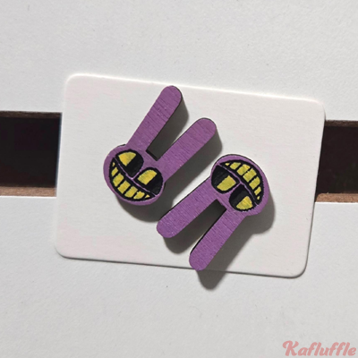 Wooden Earrings of jax from the amazing digital circus